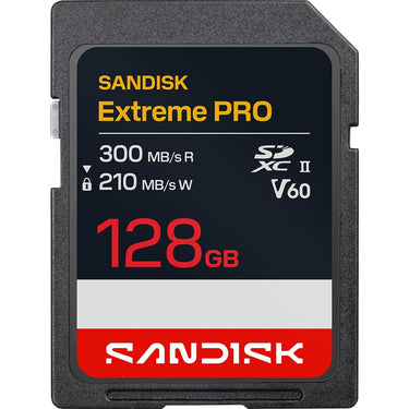 Sandisk NEW! 128GB Extreme PRO SDXC UHS-II V60 Memory Card, Up to 300MB/s Read (2026)
