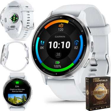 Garmin Venu 3 Fitness GPS Smartwatch Silver Steel Bezel w/Whitestone Case +Warranty Kit