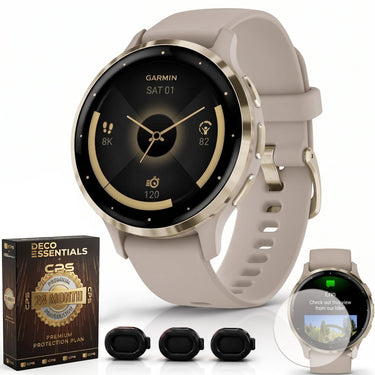 Garmin Venu 3S GPS Smartwatch Gold with Gray Case 41mm + 2 Year Warranty Bundle