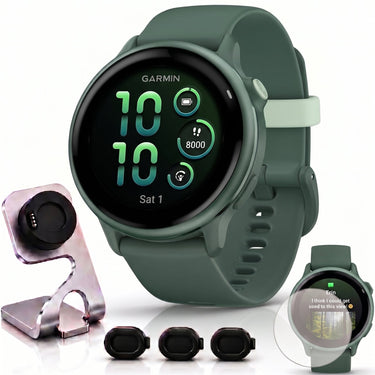 Garmin VIVOACTIVE 6 Health & Fitness GPS Smartwatch, Jasper Green + Accessories Bundle