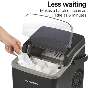 Hamilton Beach Portable Bullet Countertop Ice Maker Machine, Black (86151)
