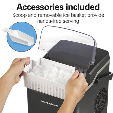 Hamilton Beach Portable Bullet Countertop Ice Maker Machine, Black (86151)