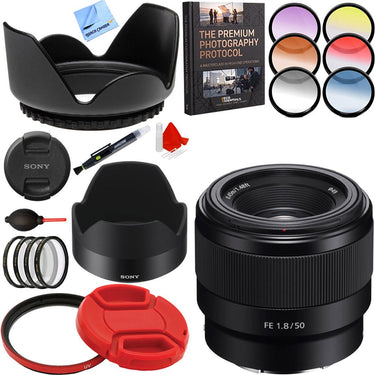 Sony FE 50mm F1.8 Full-frame Prime E-Mount Lens + Accessories Bundle