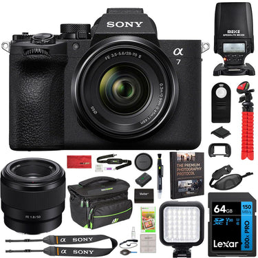 Sony a7 V Full-frame Mirrorless Camera w/ 28-70mm II + FE 50mm + Accessories Bundle