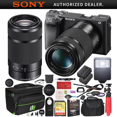 Sony a6400 4K Mirrorless Camera ILCE-6400/B 55-210mm Lens Kit + Deco Gear Case Bundle