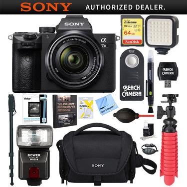 Sony a7III Mirrorless Camera w/28-70mm Lens + 64GB Memory & Flash Accessory Bundle