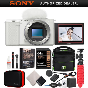 Sony ZV-E10 Mirrorless Camera Body + Deco Gear Vlogger Accessories Kit White Bundle