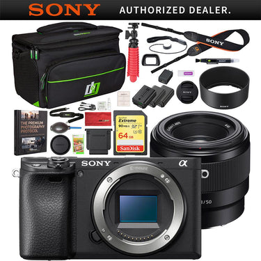 Sony a6400 Mirrorless 4K Camera Body ILCE-6400/B + 50mm F1.8 Prime Lens Kit Bundle