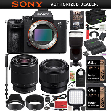Sony a7 III Mirrorless 4K Camera + 2 Lens Kit 28-70mm + 50mm + Case 2x Battery Bundle