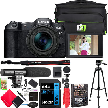 Canon EOS R8 Full Frame Mirrorless Camera + RF 24-50mm IS STM Lens Kit + Pro Bundle