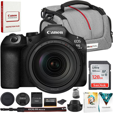 Canon EOS R6 Mark III Camera with RF24-105mm F4 L IS USM Lens+128GB Card Bundle