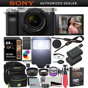Sony a7C Mirrorless Full Frame Camera Body + 28-60mm Lens Kit Accessory Bundle Silver
