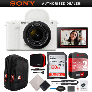 Sony ZV-E10 II Mirrorless Camera White + 16-50mm Lens Kit + Extended Warranty Bundle