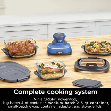Ninja CRISPi 5-in-1 Portable Glass Air Fry Cooking System (Renewed) + 5 Pcs Knife Set