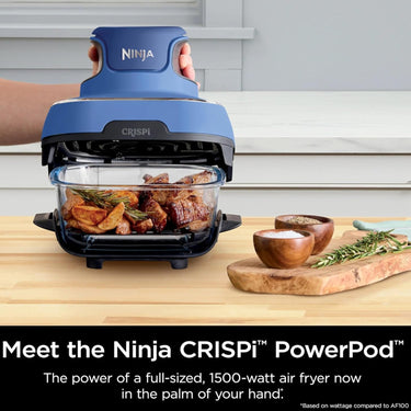 Ninja CRISPi 5-in-1 Portable Glass Air Fry Cooking System (Renewed) + 5 Pcs Knife Set