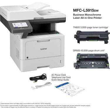 Brother Business Monochrome Laser All-in-One Printer with Guide & Printer Cable