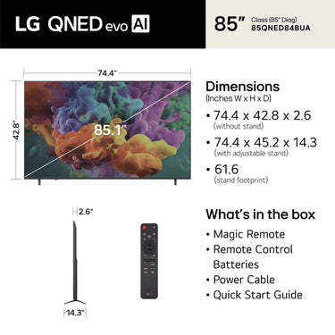 LG 85" QNED evo AI QNED84B Mini LED 4K Smart TV (85QNED84BUA)