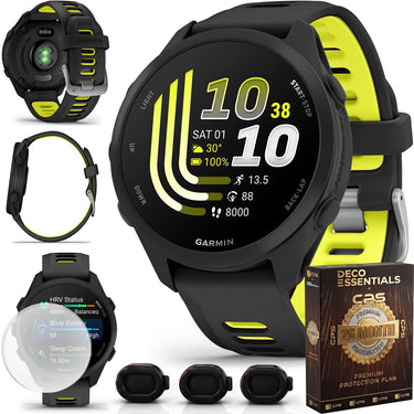 Garmin Forerunner 170 Black/Amp Yellow with 26 Month Protection Bundle