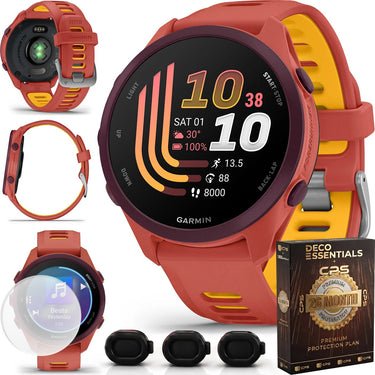Garmin Forerunner 170 Music Red Pink/Mango with 26 Month Protection Bundle