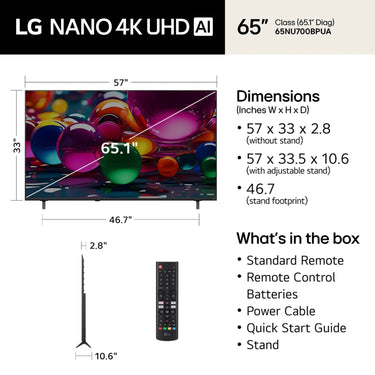 LG 65-Inch Class Nano 4K UHD AI NU70 Smart TV (2026)