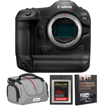 Canon EOS R3 Full Frame Mirrorless Camera Body w/ BSI Stacked CMOS Sensor + 128GB Kit