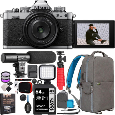 Nikon Z fc DX-Format Mirrorless Camera Body (Black) + 28mm F2.8 SE Lens Kit Bundle
