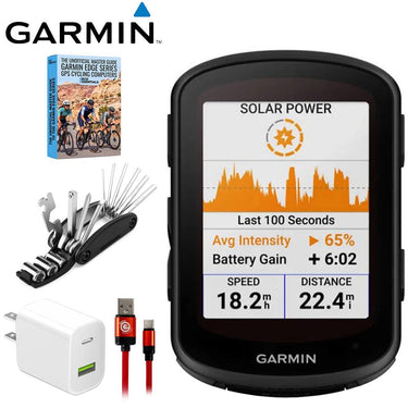 Garmin Edge 840 Solar, GPS Cycling Computer, Device Only +Deco Gear Master Guide Bundle