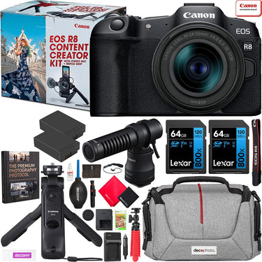 Canon EOS R8 Mirrorless Camera Content Creator Kit w/ 24-50mm Lens + Essential Bundle