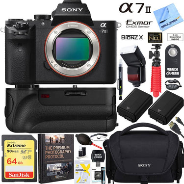 Sony Alpha 7II Interchangeable Lens Camera Body + 64GB Battery Grip Super Bundle