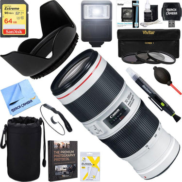 Canon EF 70-200mm f/4.0 L IS II USM Telephoto Zoom Lens + 64GB Ultimate Kit
