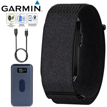 Garmin L-XL CIRQA Smart Band Health + Fitness Tracker, Black w/ Accessories Bundle