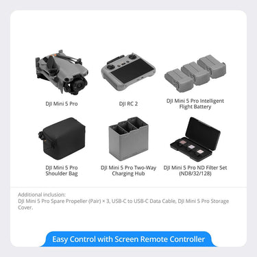DJI Mini 5 Pro Fly More Combo w/ RC 2 Remote, 3 Batteries +26Month Protection Bundle