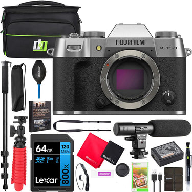 Fujifilm X-T50 Mirrorless Interchangeable Lens Digital Camera Body - Silver + Bundle