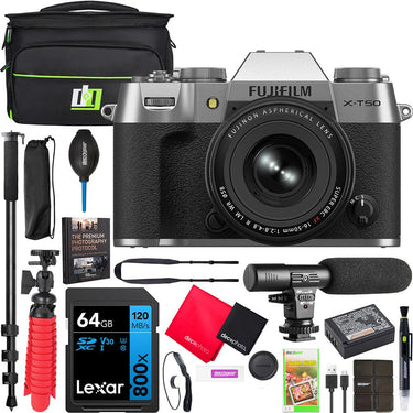 Fujifilm X-T50 Mirrorless Digital Camera Body Silver + XF 16-50mm Lens +Accessory Bundle