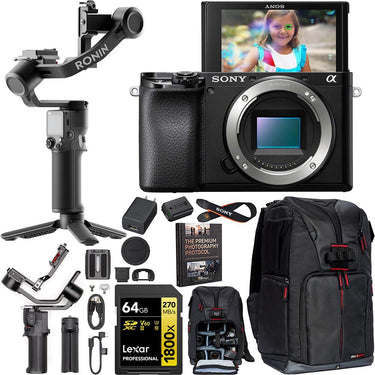 Sony a6100 Mirrorless 4K APS-C Camera Body Kit + DJI RS 3 Mini Gimbal Bundle