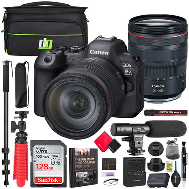 Canon EOS R6 Mark II Mirrorless Camera with RF 24-105mm F4 L IS USM Lens Kit + Bundle