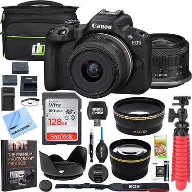 Canon EOS R50 Mirrorless Camera Black + 18-45mm IS STM Lens Kit Premier Bundle