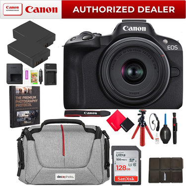 Canon EOS R50 Mirrorless Camera Black + 18-45mm IS STM Lens Kit Essential Bundle