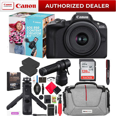 Canon EOS R50 Mirrorless Camera Content Creator Kit + Essential Accessories Bundle