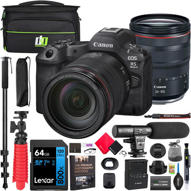 Canon EOS R5 Mark II Mirrorless Camera with RF 24-105mm F4 L IS USM Lens Kit + Bundle