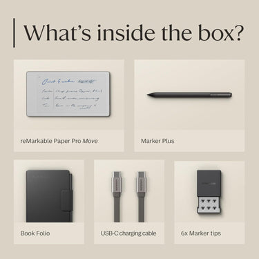 reMarkable Paper Pro Move with Marker Plus and Black Leather Book Folio - Refurbished