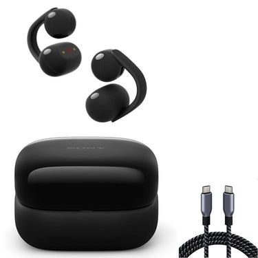 Sony LinkBuds Clip Open-Ear Truly Wireless Earbuds WFLC900/B + USB Cable Bundle