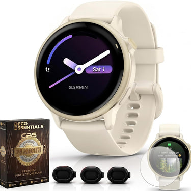 Garmin VIVOACTIVE 6 Health and Fitness GPS Smartwatch, Bone + Warranty Bundle