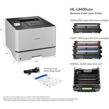 Brother Business Color Laser Printer with Networking+26 Month Protection Bundle