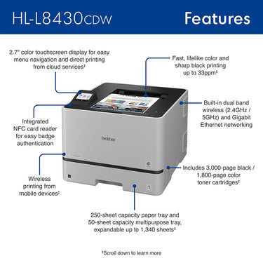 Brother Business Color Laser Printer with Networking+26 Month Protection Bundle