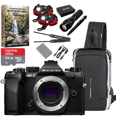 OM SYSTEM Olympus OM-5 Mark II 20.4MP 4K Video Digital Camera Body; Black + Hiking Bundle