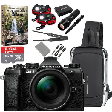 OM SYSTEM Olympus OM-5 Mark II 12-45mm Pro Lens Kit in Black + Hiking Bundle