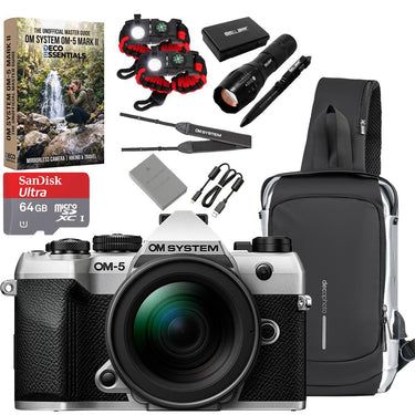 OM SYSTEM Olympus OM-5 Mark II 12-45mm Pro Lens Kit in Silver + Hiking Bundle