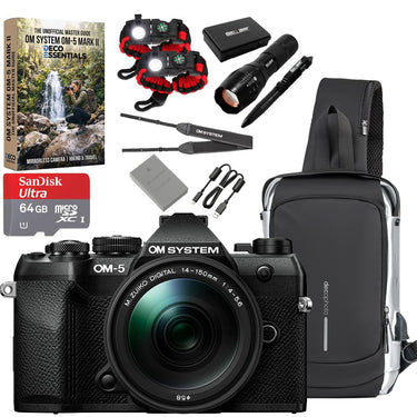 OM SYSTEM Olympus OM-5 Mark II Camera with M.ZUIKO 14-150mm Lens; Black + Hiking Bundle