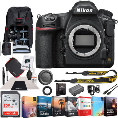 Nikon D850 Digital SLR 45.7MP 4K FX Camera Body w/ Deco Gear Backpack Editing Bundle
